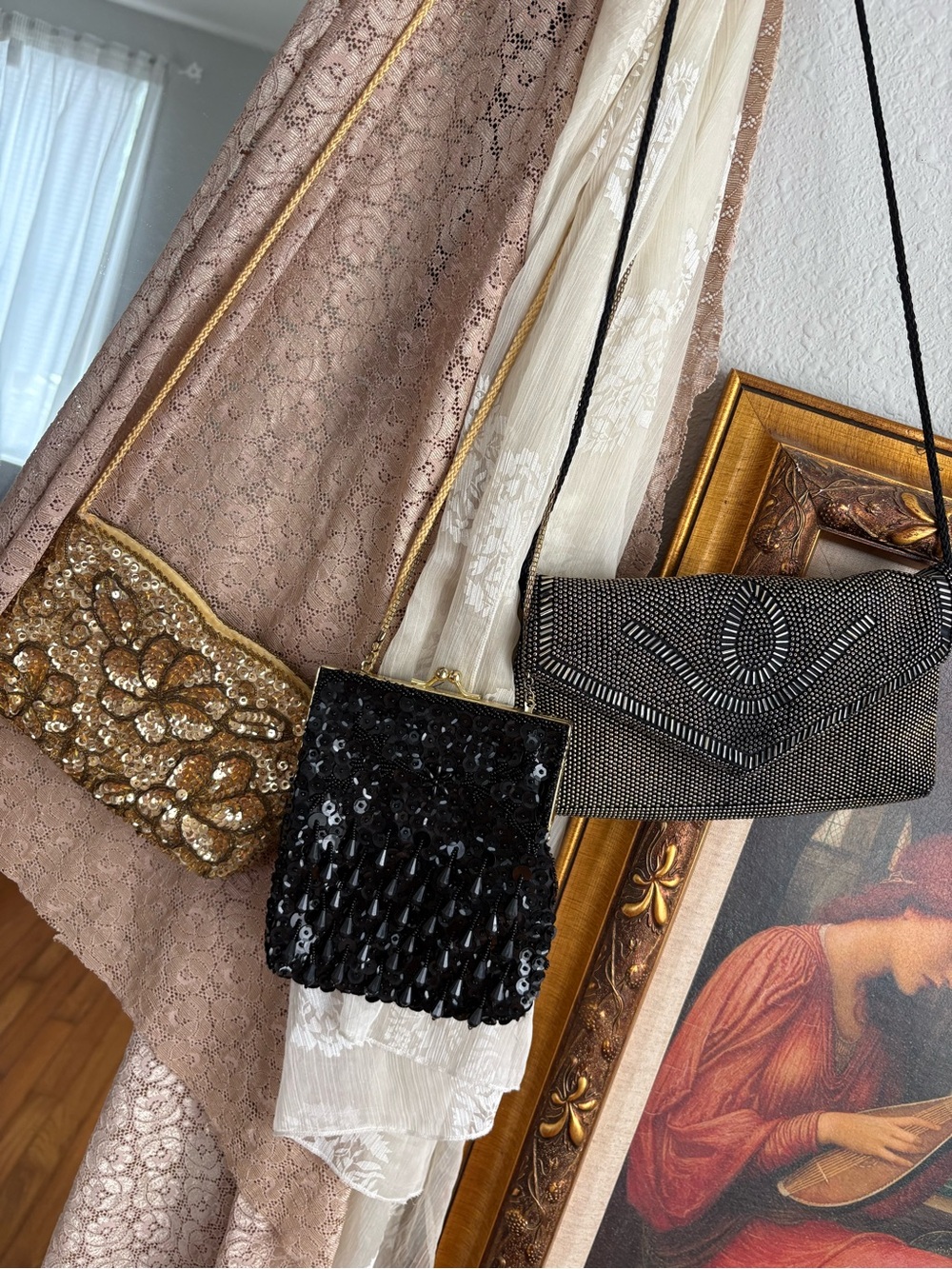Lot of 3 Vintage Beaded & Sequin Evening Bags – Art Deco Style Purses